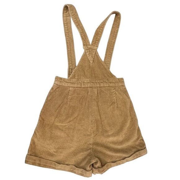 SeamsFriendly Khaki Beige Cotton Corduroy Short Dungaree Jumpsuit Size Small - Picture 6 of 16